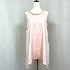 Alfani Light Pink Sleeveless Beaded Neckline Blouse Top Shirt
